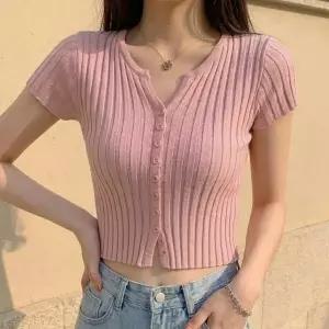 [하프클럽/옷자락]여자 슬림핏 골지 버튼 크롭 반팔 가디건
