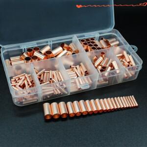 250pcs GT 구리 연결 파이프 와이어 조인트 소형 튜브 터미널 케이블 러그 부트레이스 페룰 키트(압착 펜치