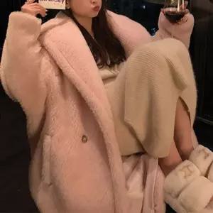 솔저스여성코트 울 퍼 코트 100%양털 모조밍크 따뜻한 롱 OPH1