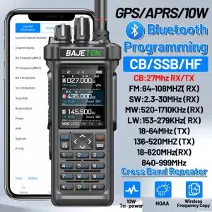 BAJETON BJ9000 GPS APRS 워키토키 10W CB 27Mhz CB/SSB/HF 블루투스 프로그래밍 NOAA 단파 라디오 RT950