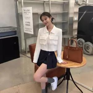 블랙팬서 여사친 칼라 쁘띠 포켓 집업 코트 쇼트 OPH1