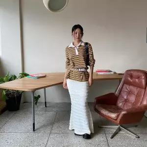 [옷자락]여성용 레이스 디테일 머메이드 롱스커트 치마