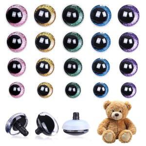 18-30mm 3D 글리터 안전 눈 80개 세트 4가지 사이즈 5컬러 와셔 포함 아미구루미 인형 코바늘 동물 제작용 공예 눈알 재료