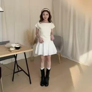 [다잇템]여성 봄여름 면캉캉 레이스 밴딩 미니스커트 치마