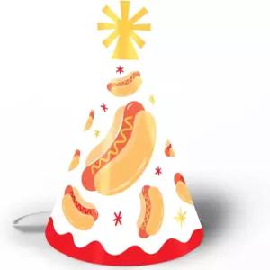 빅 닷 오브 해피 핫도그 생일 파티 모자 여름 바비큐 피크닉을 위한 비니 조금 더 오래된 장식 테마 콘 -