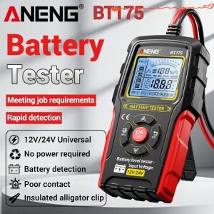 자동차 분석기 배터리 테스터 12V 디지털 발전기 디스플레이 화면 및 절연 악어 클립 도구 ANENG BT175