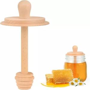 나무 메이슨 병 허니 디퍼 - 일반 입 위한 스틱 스푼 허니콤 뚜껑 볼 1X 표준 16OZ
