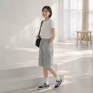 보슈아(voscha) 여성 와이드 카펜더 버뮤다 밴딩 트레이닝 반바지 여름 데일리 쇼츠 sado 1003W