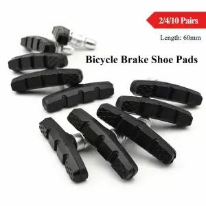2410 쌍 MTB V-브레이크 슈즈 고무 블록 60mm 미끄럼 방지 저소음 내마모성 두꺼운 날씨용