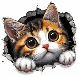 스탬프 인쇄 크로스 스티치 키트 14CT 귀여운 고양이 꽃 패턴 초보자용 자수 세트 동물 도안 수예 용품
