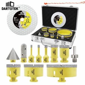 DARTOTEK 12Pcs 다이아몬드 드릴 코어 비트 Dia6-110mm 홀쏘 오프너+50mm 커팅 디스크 M14 대리석 타일 도