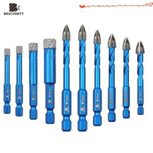 BRSCHNITT 10pcs 드릴 비트 드라이 코어 나선형 홈 퀵 핏 핸들 크로스 스파이럴 합금