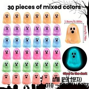 100/50pcs 미니 빛나는 유령 장식품 귀여운 수지 할로윈 DIY 14세 이상 장난감 홈 파티 선물