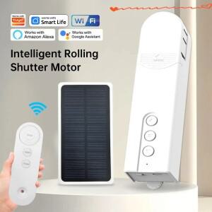 WiFi 스마트 롤러 셰이드 드라이버 태양광 패널 블라인드 모터 배터리로 작동 Alexa Google Home Tuya와 호