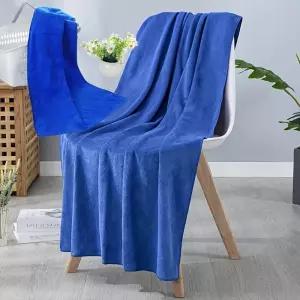 투프렉 2pcs/세트 목욕 타월 및 드라이 헤어 가볍고 흡수력이 뛰어나 가정 여행 캠핑(블루)에 적합합니다