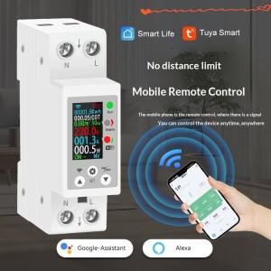 새로운 WiFi 투야 스마트 디지털 디스플레이 다기능 레일 V/A/W/Kwh/Hz 에너지 미터 가전제품용 휴대폰 원