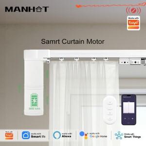 MANHOT 5rd 스마트 지그비 전기 커튼 모터 5800mAh 배터리가 장착된 무소음 Alexa Google Home Yandex와 함
