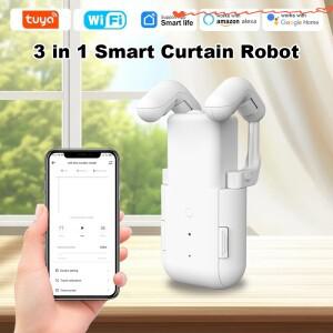 새로운 Tuya 전기 스마트 WiFi 커튼 로봇 3 in 1 모터 T/U Roman Track은 Alexa Google Home APP 음성 제어
