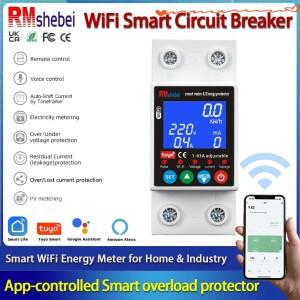 RMshebei wifi 회로 차단기 mcb 63A 과전압 보호 릴레이 220v 스마트 라이프 자동 스위치 tuya 홈 에너지
