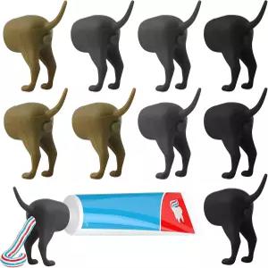 9팩 실리콘 똥개 엉덩이 치약 디스펜서 셀프 클로징 캡 욕실 액세서리 크리에이티브 장난기 및 재미있는