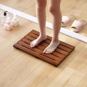 미끄럼 방지 고무 샤워용 대나무 목욕 매트 욕조 바닥 실내 실외 스파 사우나 수영장용 갈색 20 13 1.4