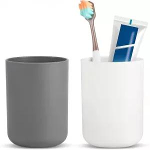 유시안엘비 2개 욕실 플라스틱 텀블러 깨지지 않는 식기세척기 안전 음료 컵 칫솔 300ml 구강 청결제