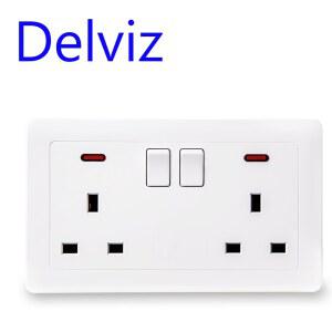 호환 Delviz UK 표준 소켓, 2 영국 콘센트, 스위치 제어 소켓, AC 100 ~ 250V 13A, LED 표시 등 벽 전원 패널