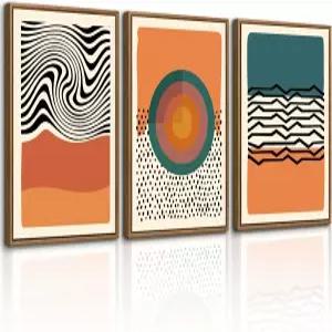 3Pcs 프레임 보호 추상벽 아트 미니멀리스트 컬러 블록 장식 일러스트 그림 거실 침실 사무실용 12 x16