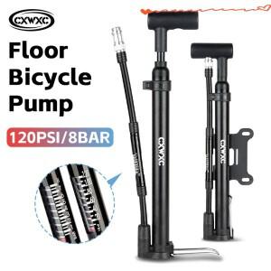 CXWXC 자전거 펌프 120PSI 고압 Schrader Presta 밸브 MTB 도로 전자 바닥 스탠딩 게이지가있는 타이어 팽