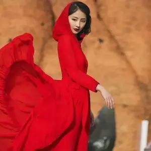 앤트맨 스커트 원피스 여친 롱 바캉스 롱스커트레드 차카 쉬폰 비치 후드 솔트레이크 OPH1