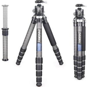 이노렐 카본 파이버 컴팩트 삼각대 KT405C 프로페셔널 40mm 튜브 5 섹션 헤비 듀티 디지털 DSLR 비디오 캠코더용 52mm 로우 프로파일 파노라마 볼헤드 센터 컬럼 로드 30kg