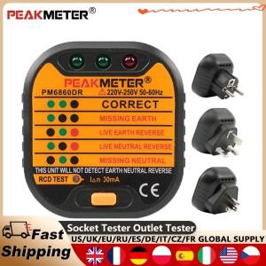 PEAKMETER PM6860EU 영국 소켓 테스터 30mA RCD 극성 위상 체크 콘센트 검사기  그라운드 제로 라인 스마트