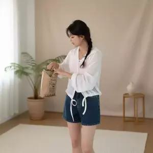 [하프클럽/옷자락]여성 셔링 후드 가디건 투웨이 시스루 반지 후디 비침
