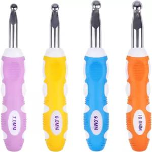 큰 코바늘 4개 인체공학적 미끄럼 방지 고무 손잡이 관절용 7mm 엑스트라 롱 DIY 실 뜨개질 도구