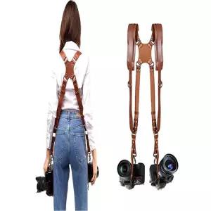 가죽 스트랩 카메라 더블 벨트 투바디 숄더 멜빵 라이카 DSLR 미러리스