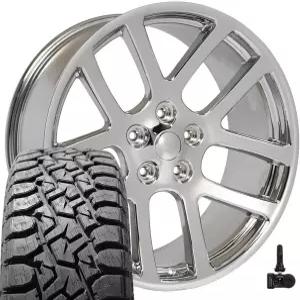 OE 휠 DG51 22인치 림 및 타이어 장착 램 SRT 스타일 5x139.7 22x10 크롬 - 홀랜더 2223 TS-57 RT