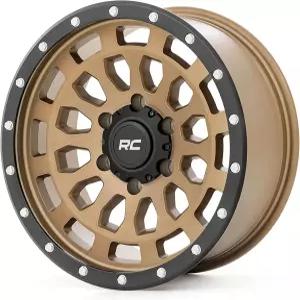 러프 컨트리 87 시리즈 17x8.5 브론즈 알루미늄 휠 블랙 링 및 시뮬레이션 비드락 - 6x5.5 볼트 패턴 +0mm