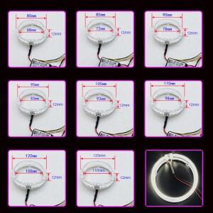 2PCS LED 자동차 엔젤 아이 80mm 가이드 라이트 링 사운드 시스템 개조 듀얼 렌즈
