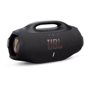 JBL Boombox 4 - 거대한 프로 사운드 최대 34시간의 재생 시간 그리고 Auracast 블랙의 멀티 스피커 연결을 갖춘 가장 강력한 휴대용 방수