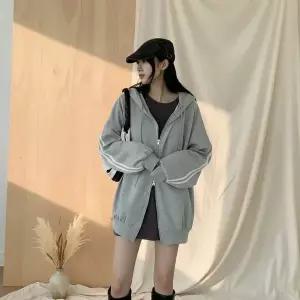 [하프클럽/옷자락]여성용 오버사이즈 투웨이 후드집업 트랙포인트 후디