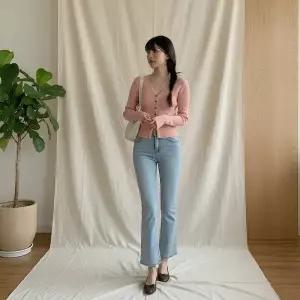 [하프클럽/옷자락]여성 슬림핏 린넨 브이넥 잔골지 가디건 삼베