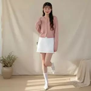 [하프클럽/옷자락]여성 모던 데일리 라운드넥 크롭 가디건