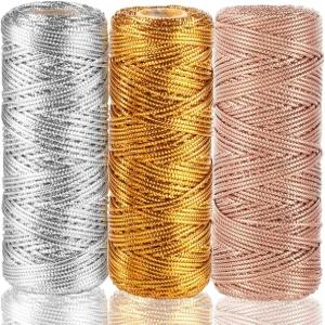 공예용 330야드 골드 스트링 1.5mm 반짝이는 금속 실 - 선물 포장 크리스마스 장식 보석 제작 및 DIY