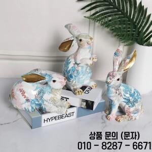 귀여운 토끼 동상 수지 조각 홈 룸 장식 미술 페인트 옥 인형 부활절 선물