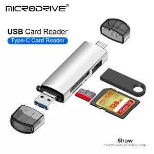 OTG 유형 C 6 in 1 마이크로 TF 카드 리더 c-usb 어댑터 3.0 플래시 드라이브 다기능