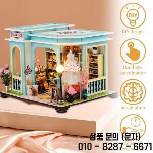 DIY 소형 집 키트 LED 조명 및 가구가 포함된 3D 재단사 상점 모델 구축