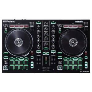 롤랜드 DJ202 컴팩트 DJ 컨트롤러 세라토 라이트용 2채널 4데크 대형 저지연 플래터 아이코닉 드럼 키트 사운드