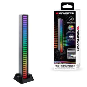 XTREME 몬스터 사운드 리액티브 멀티컬러 LED 이퀄라이저 라이트 바 수평/수직 장착 충전식 USB 충전 케이블 포함
