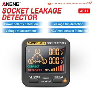 AC11 디지털 스마트 소켓 테스터 전압 감지기 미국/영국/EU  접지 제로 라인 위상 및 RCD NCV