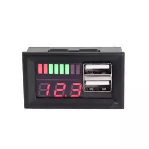 미니 빨간색 LED 디지털 디스플레이 전압계 전압 테스터 패널 DC 12V 자동차 오토바이 차량 USB 5V 2A 출력